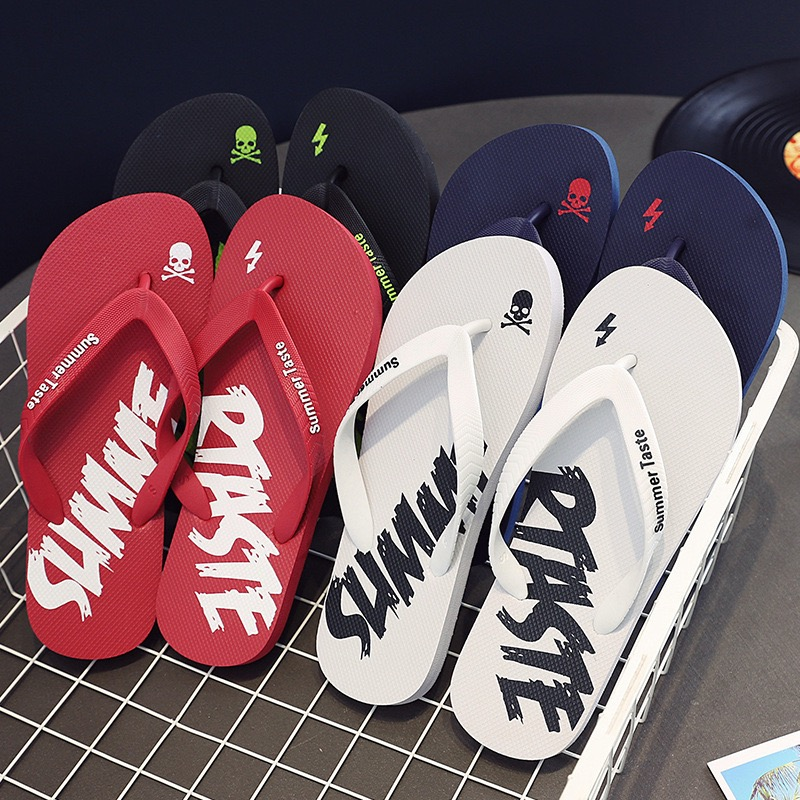 Wholesale Factory Price Customizable Men's Beach for Slippers Breathable Red Rubber PVCFlip Flops Waterproof Outsole for Beach